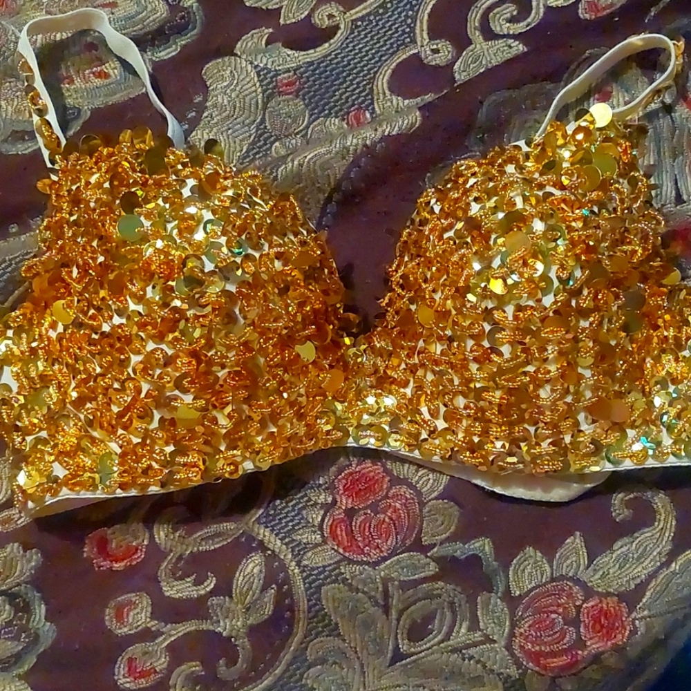 Gold sequin bra